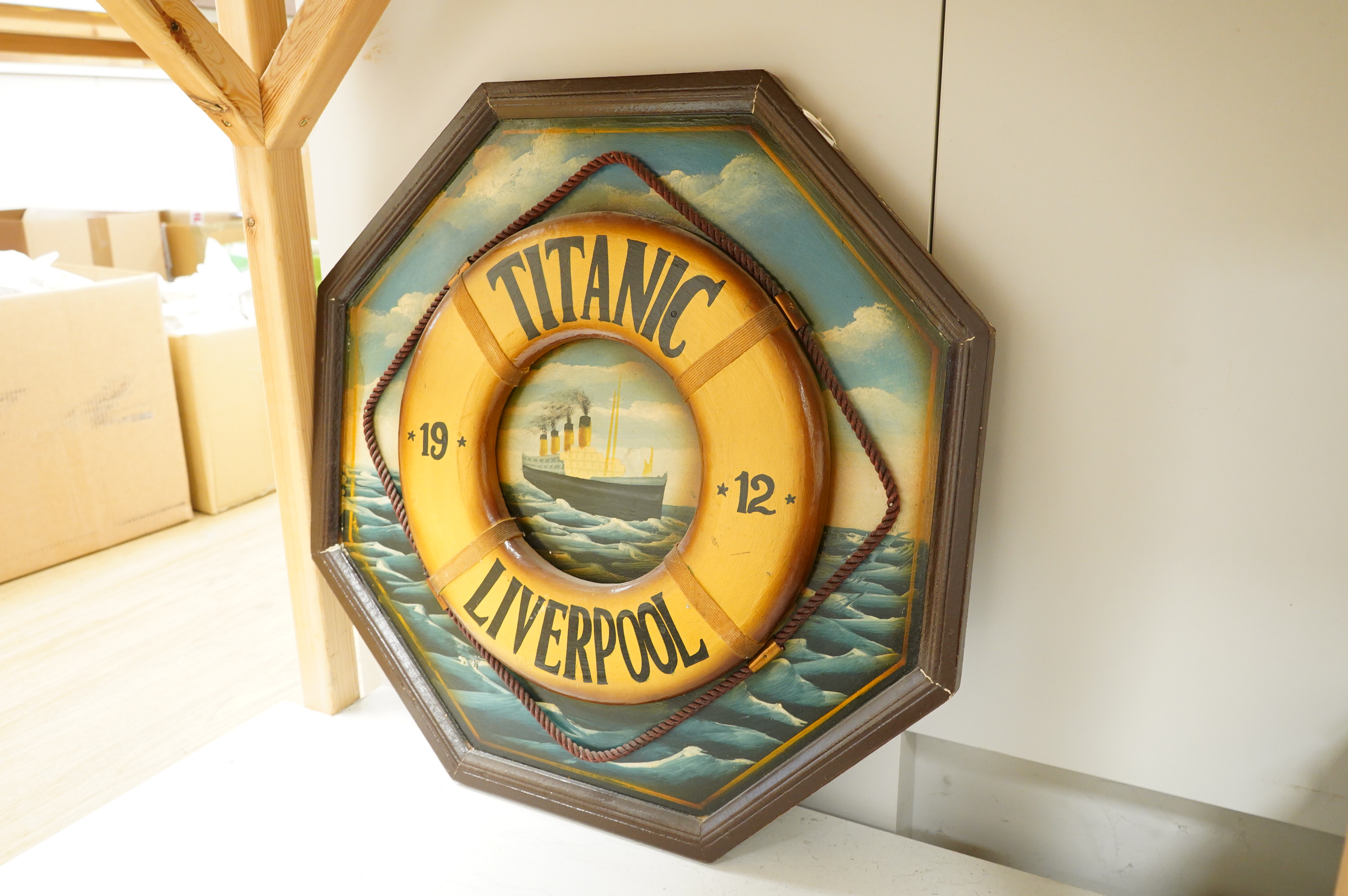 A modern painted plaque of 'Liverpool Titanic'
